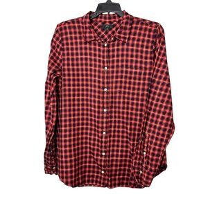J. Crew Red Blue 100% Cotton Button Down Shirt Size 10